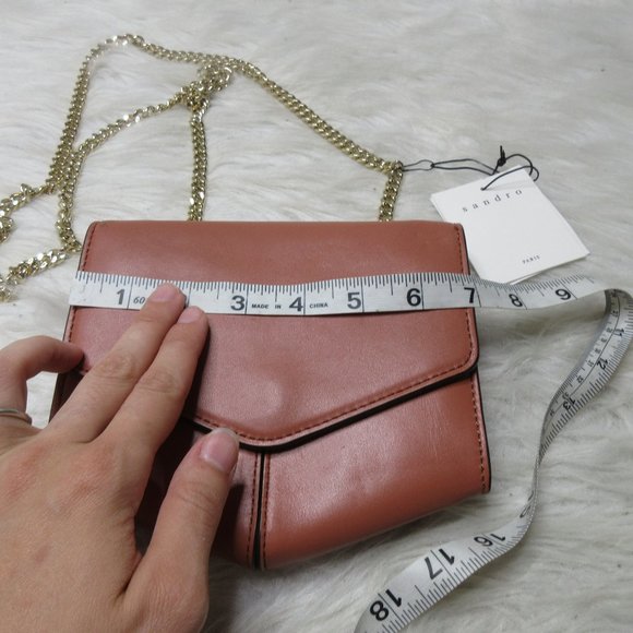 SANDRO Cognac Brown Calfskin Clutch bag nwt - Picture 3 of 11